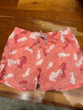 Vilebrequin Coral Swim Shorts with White Print